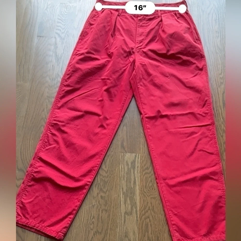Vintage 80s Polo Ralph Lauren Pleated Pants Mens 36X32 Red 100% Cotton Made USA